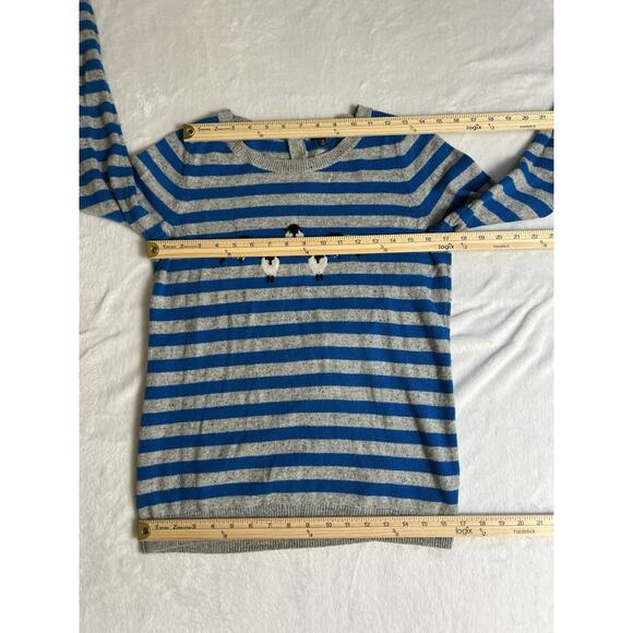 Talbots Women’s Wool Blend Stripe Sheep Sweater Size M Blue Gray Preppy Novelty - Picture 7 of 9